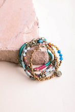 Load image into Gallery viewer, Beaded Gold Stacked Bracelet Jewelry Teal