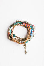 Load image into Gallery viewer, Beaded Gold Stacked Bracelet Jewelry Teal