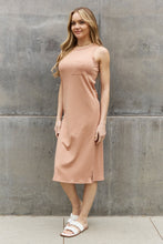 Load image into Gallery viewer, BOMBOM Ribbed Knit Sleeveless Midi Dress in Peach