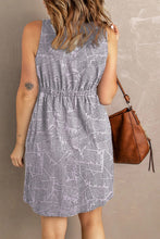 Load image into Gallery viewer, Printed Scoop Neck Sleeveless Buttoned Magic Dress