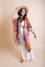 Load image into Gallery viewer, Boho Patchwork Kimono Blue