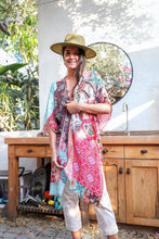 Load image into Gallery viewer, Boho Patchwork Kimono Mint
