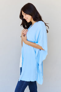 HEYSON Summer is Calling Full Size Wash Gauze Open Front Kimono in Pastel Blue