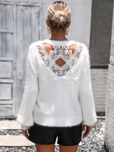 Load image into Gallery viewer, Lace Detail Cutout Long Sleeve Pullover Sweater