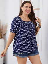 Load image into Gallery viewer, Plus Size Polka Dot Square Neck Blouse