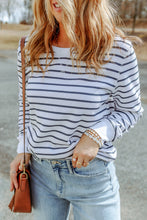 Load image into Gallery viewer, Striped Long Sleeve Round Neck Top