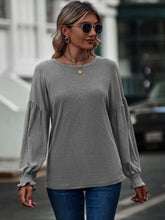 Load image into Gallery viewer, Round Neck Dropped Shoulder Flounce Sleeve T-Shirt