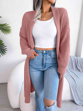 Load image into Gallery viewer, Open Front Dropped Shoulder Longline Cardigan