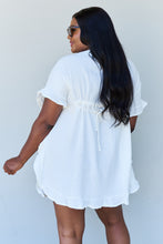 Load image into Gallery viewer, Ninexis Out Of Time Full Size Ruffle Hem Dress with Drawstring Waistband in White