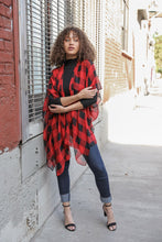 Load image into Gallery viewer, Classic Lightweight Buffalo Check Kimono One Size / Red