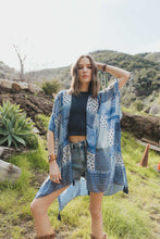 Load image into Gallery viewer, Color Graded Patchwork Kimono Blue