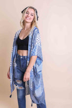 Load image into Gallery viewer, Color Graded Patchwork Kimono Ponchos Blue