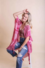 Load image into Gallery viewer, Color Graded Patchwork Kimono Ponchos Fuchsia