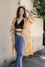 Load image into Gallery viewer, Contrast Mesh Cotton Lace Kimono Gold
