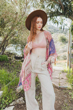 Load image into Gallery viewer, Copy of Bohemian Burnout Velvet Kimono Silver/Fuchsia