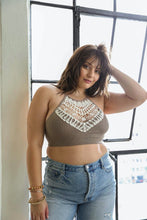 Load image into Gallery viewer, Crochet Lace High Neck Bralette XL / Mocha