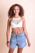 Load image into Gallery viewer, Crochet Lace High Neck Bralette XS/S / Ivory