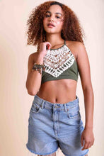 Load image into Gallery viewer, Crochet Lace High Neck Bralette XS/S / Olive