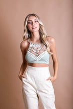 Load image into Gallery viewer, Crochet Lace High Neck Bralette XS/S / Sage