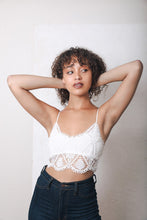 Load image into Gallery viewer, Crochet Overlay Longline Bralette Small / White