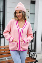 Load image into Gallery viewer, Waffle Knit V-Neck Cardigan with Pocket