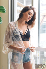 Load image into Gallery viewer, Floral Lace Strappy Bralette Black Coachella