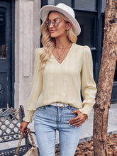 Load image into Gallery viewer, V-Neck Puff Sleeve Blouse