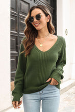 Load image into Gallery viewer, Ribbed Scoop Neck Long Sleeve Pullover Sweater