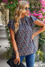 Load image into Gallery viewer, Floral Round Neck Flutter Sleeve Blouse