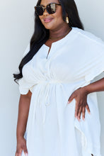 Load image into Gallery viewer, Ninexis Out Of Time Full Size Ruffle Hem Dress with Drawstring Waistband in White