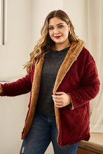 Load image into Gallery viewer, Plus Size Hooded Longline Teddy Jacket