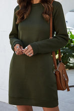 Load image into Gallery viewer, Round Neck Long Sleeve Mini Dress with Pockets