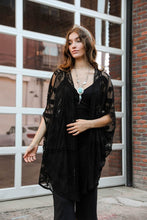 Load image into Gallery viewer, Embroidered Mesh Leaf Kimono Black