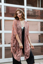 Load image into Gallery viewer, Embroidered Mesh Leaf Kimono Rose