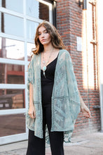 Load image into Gallery viewer, Embroidered Mesh Leaf Kimono Sage