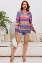 Load image into Gallery viewer, Multicolor Dropped Shoulder Hooded Sweater
