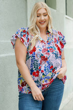 Load image into Gallery viewer, Plus Size Floral Smocked Flutter Sleeve Blouse