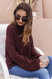 Round Neck Cutout Dropped Shoulder Sweater