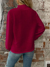 Load image into Gallery viewer, Smocked Mock Neck Flounce Sleeve Top