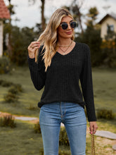 Load image into Gallery viewer, Ribbed V-Neck Long Sleeve Tee