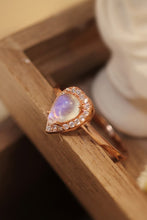 Load image into Gallery viewer, Moonstone Teardrop 925 Sterling Silver Halo Ring