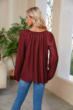 Load image into Gallery viewer, Tie Neck Balloon Sleeve Blouse