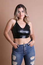 Load image into Gallery viewer, Faux Leather Longline Bralette XL / Black