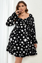 Load image into Gallery viewer, Plus Size Polka Dot Sweetheart Neck Flounce Sleeve Mini Dress