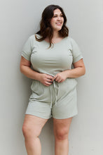 Load image into Gallery viewer, Zenana Chilled Out Full Size Short Sleeve Romper in Light Sage