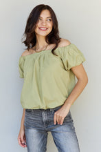 Load image into Gallery viewer, HEYSON Light The Way Off The Shoulder Puff Sleeve Blouse in Lime