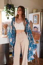Load image into Gallery viewer, Floral Butterfly Sleeve Kimono Teal