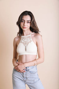 Floral Cutout Seamless High Neck XS/S / Ivory