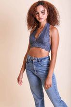 Load image into Gallery viewer, Floral Lace Halter Bralette Small / Slate