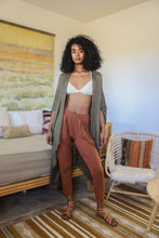 Load image into Gallery viewer, Frayed Trim Kimono Ponchos Olive